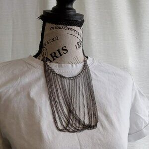 Unique statement necklace made of gunmetal color chain